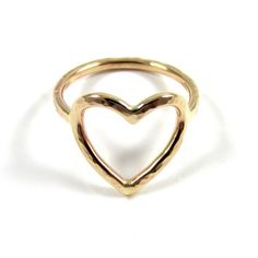 Gold Heart Ring~ Send a gift of love, let your loved one know they are loved with this sweet heart ring. Custom made for you, each ring is hand forged with 14k gold fill and hammered and polished to a beautiful shine. Great gift for the sweetheart in your life! *This listing is for 1 14k gold fill heart ring made with 14 gauge wire.* **Each ring is a one of a kind, hand shaped and hammered and will vary.** Also available in sterling silver~ https://www.etsy.com/listing/119635194/silver-heart-rin Rose Gold Open Heart Wedding Ring, Gold Open Heart Ring For Wedding, Adjustable Heart Ring For Wedding On Valentine's Day, Adjustable Heart Ring For Valentine's Wedding, Delicate Heart Charm Ring As Gift, Delicate Heart Cut Ring For Gift, Heart Cut Heart Ring For Wedding & Mother's Day, Rose Gold Heart Charm Ring For Wedding, Adjustable Heart Ring For Valentine's Day Anniversary