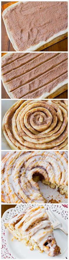 several different types of pastries on plates