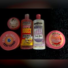 Soap & Glory Simply Boost Body Wash 16.9 Fl Oz Perfect Zzzzen Bath Milk 16.9 Fl Oz Peach Please Body Butter 10.1fl Oz Call Of Fruity Body Scrub 10.1fl Oz The Righteous Butter 1.69 Fl Oz All Brand New Never Used Coconut Body Wash, Berry Waffles, Bath Milk, Soap Glory, Oil Body Wash, Soap And Glory, Crabtree & Evelyn, Milk Bath, Virgin Coconut Oil