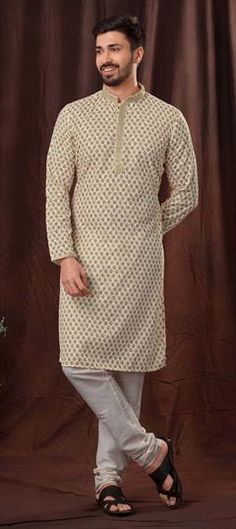 Beige and Brown color Kurta Pyjamas in Poly cotton fabric with Digital Print, Thread work Kurta Pajama For Men, Pajama For Men, Kurta Dress, Silk Bottoms, Kurta Pajama, Cotton Kurta, Cotton Bottoms, Mens Pajamas, Thread Work