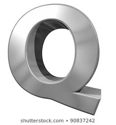 the letter q is made up of silver metal and has a rounded shape with an oval edge