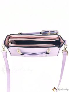 BirdinBag - PU Purple Letter Decor Square Bag with Coin Purse ÃÂ¢ÃÂÃÂ Stylish and Functional Purple Office Crossbody Shoulder Bag, Purple Handheld Travel Bag, Trendy Purple Bag With Detachable Handle, Trendy Purple Bags With Detachable Handle, Everyday Handheld Purple Bag, Purple Shoulder Bag For Office, Chic Purple Box Bag For Everyday Use, Chic Purple Handheld Satchel, Purple Satchel Shoulder Bag For Office