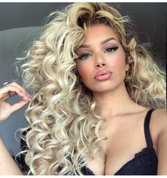 Black Hair Curls, Long Blonde Curly Hair, Khloe Kardashian Hair, Kardashian Hair, Blonde Curly Hair, Pinterest Hair, Curly Lace Front Wigs, Human Hair Wig