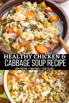 healthy chicken and cabbage soup recipe in a bowl