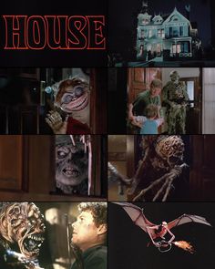 the movie house is shown in multiple pictures