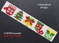 a cross stitch pattern with christmas decorations on it and the text, loom bracelet