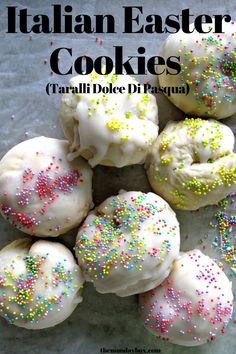 italian easter cookies with sprinkles and white frosting