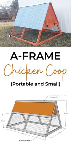 a frame chicken coop with an orange roof