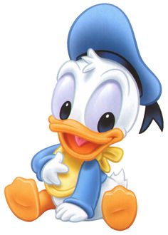 a cartoon duck wearing a blue hat