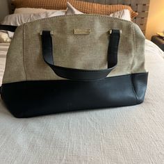 Nwot Genuine Kate Spade Bag With Beige Upper And Black Leather Bottom, Trim, And Straps. Gold Hardware In Mint Condition, Double Arm Straps And Detachable Shoulder Strap. No Markings Or Wear. Kate Spade Shoulder Bag, Kate Spade Bag, Gold Hardware, Mint Condition, Kate Spade, Shoulder Strap, Black Leather, Bag Lady, Mint