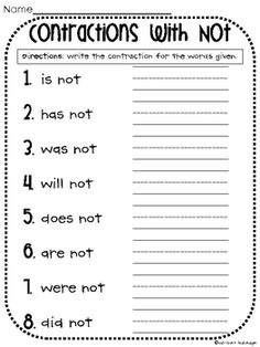 the worksheet for conjunctions with not