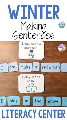 an interactive winter sentence game with words and pictures to help students learn how to spell the word