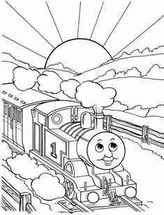 thomas the train is coming down the tracks coloring pages for kids to print and color