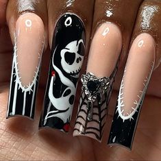 Character Nail Art, Spooky Nail, Character Nails, Blue Nail Art Designs, Halloween Character, Makeup Nails Designs, Hard Nails, Gothic Nails