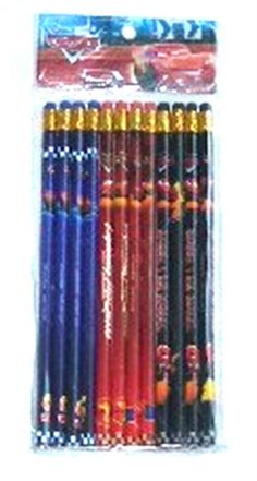 six different colored pencils in plastic packaging