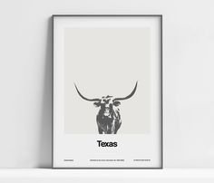 a black and white poster with the word texas printed on it's front side