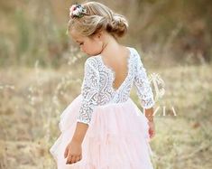 Blush Tulle Flower Girl Dress White Lace Flower Girl Dress | Etsy Boho Flower Girl Dress, Rustic Flower Girl Dress, Blush Flower Girl Dresses, Lace Flower Girl Dress, Purple Tulle, Dusty Pink Dresses, Boho Flower Girl, Long Flower Girl Dresses, Pink Tutu Dress