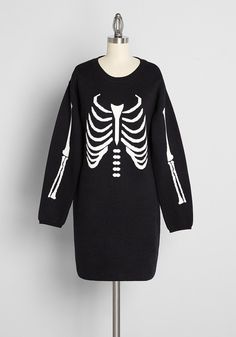 target skeleton outfit Skeleton Clothes, Halloween Tights, Striped Tights, Black Sweater Dress, Tie Neck Tops, Halloween Sweater, Fair Isle Sweater, Rib Cage