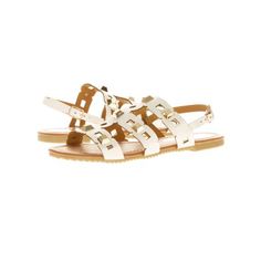 A pair of VictoriaK Sandals designed with a three straps and studs, offers a combination of comfort and style. The rubber sole adds comfort. This trendy, sleek and chic look wears well anytime through out the day or a night. An elegant pair ofVictoria K Sandals adds flair to your everyday wardrobe and these come in a range of colors. Size: 6. Color: White. Gender: female. Age Group: adult. Leather Sandals With Gold Studs For Spring, Spring Sandals With Gold Studs And Round Toe, Casual Sandals With Gold Studs For Summer, Gold Sandals With Studded Rubber Outsoles And Round Toe, Beach Sandals With Round Toe And Studs, Studded Round Toe Sandals For Beach, Flat Studded Sandals For Spring, Summer Sandals With Spikes And Synthetic Material, Spring Flat Sandals With Studs