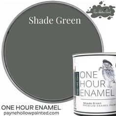 a gray paint can with the words shade green on it