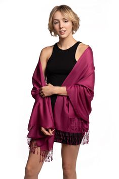 PRICES MAY VARY. 【Superior fabric construction】: Silky, soft and luxurious cashmere-like feel from using 68% modal and 32% wool. *Does not cause itchiness* or color fading. Can be wore year-round for all purpose. 【Size and Measurement】: Extra wide 70”x 28” inches in breathable light-weight fabric, perfect to wear as scarf, shawl, or wrap. 【Fashionable and Functional】: Designed for versatile wearing situations, available in various colors. Goes well with dress or outfit of any style in formal sit Maroon Scarf, Evening Shawls, Travel Scarf, Bridal Wrap, Activewear Fashion, Evening Wedding, Scarf Tying, Pashmina Shawl, Pashmina Scarf