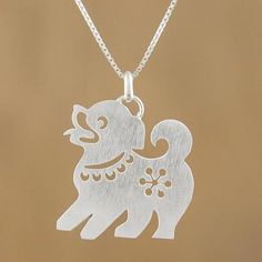 Sterling silver pendant necklace, 'Chinese Zodiac Dog' - Sterling Silver Pendant Necklace Paw Print Ring, Silver Pendant Lighting, Contemporary Jewelry Design, Handmade Gold Jewellery, Zodiac Necklace, Jewelry Workshop, Dog Jewelry, Silver Jewellery Sets, Zodiac Necklaces