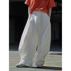 Summer Curved Wide Leg White Casual Pants Fabric: Cotton Size: S, M, L, Multiple Color Selections: White  Season: Spring, Fall, Summer White Casual Pants, Dance Pants Hip Hop, White Pants Casual, Casual Summer Pants, Trousers Casual, Dance Pants, Loose Trousers, Tactical Pants, Solid Color Shirt