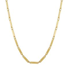 Achieve timeless style with this Sunkissed Sterling Bar Chain necklace. Click on this JEWELRY & WATCHES GUIDE to learn about fit, styles, materials and more! Achieve timeless style with this Sunkissed Sterling Bar Chain necklace. Click on this JEWELRY & WATCHES GUIDE to learn about fit, styles, materials and more! FEATURES Chain length: 18 in. Chain width: 3 mm Total weight: 8g Clasp: lobster-claw Metal: sterling silver Plating: rhodium, 14k gold Finish: polished Packaging: pouch Nickel free Siz Classic Necklaces With Adjustable Chain And Rectangular Shape, Classic Rectangular Metal Necklaces, Classic Metal Necklace With Paperclip Chain, Classic Rectangular Chain Necklaces, Classic Necklaces With Adjustable Chain And Rectangular Links, Classic Necklaces With Rectangular Links And Adjustable Chain, Packaging Pouch, Chain Lengths, Lobster Claw