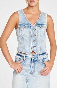 Wash Lab Denim Willa Denim Waistcoat | Nordstrom Denim Waistcoat, Monogram Logo, The Back, Lab, Nordstrom, Monogram, Collar, Free Shipping