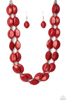 Two-Story Stunner-Red - Gtdazzlequeen Red Necklace Set, Red Stone Necklace, Happy Jewelry, Red Necklace, Paparazzi Accessories, Faux Stone, Paparazzi Jewelry, Red Stone, Pendant Earrings