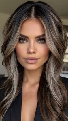 Melena Negra Reflejos Balayage: Your Go-To Style Upgrade? 💖 Lowlights On Black Hair, Medium Length Haircut Balayage, Shadow Root Balayage Dark Brown, Dark Hair With Blonde Balayage, Full Head Blonde Highlights On Dark Hair, Ash Balayage Hair, Black To Blonde Balayage, Mushroom Brown Balayage, Money Piece Balayage