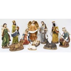 a group of figurines depicting the birth of jesus