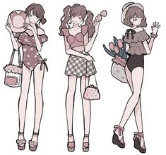 Clothing Sketches, Cute Cartoon Drawings, Learn Art, Drawing Clothes, 영감을 주는 캐릭터, Girls Cartoon Art