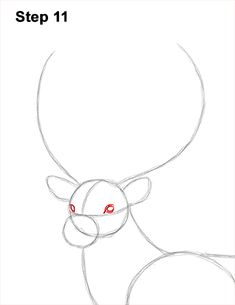 a drawing of a deer with red eyes on it's face and the words step 11