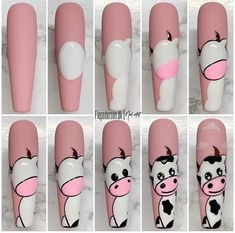 Send To Your Friend, Cow Nails, Gel Nail Art Designs, Diy Acrylic Nails