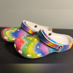 Croc Classic Clog- Never Worn! Tie Dye Men’s: 7 Women’s: 9 Comfortable Multicolor Synthetic Clogs, Multicolor Round Toe Clogs For Beach, Comfortable Multicolor Non-slip Clogs, Comfortable Multicolor Clogs With Cushioned Footbed, Purple Clogs For Summer Beach, Purple Beach Clogs For Summer, Purple Summer Beach Clogs, Multicolor Slip-on Casual Clogs, Casual Multicolor Non-slip Clogs