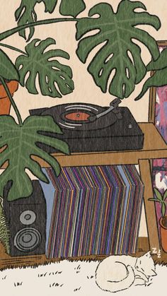 Vintage Illustration Art, Easy Morning, Arte Inspo, Record Player, الرسومات اللطيفة, Scenery Wallpaper, Anime Scenery, Vintage Illustration