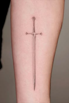 Fine Line Dagger Tattoo, Fine Line Tattoo For Men, Fine Line Tattoo Men, Dagger Tattoo Design, Tattoos For Women Arm, Women Arm Tattoo, Swords Tattoo, Contemporary Tattoo, Lotr Tattoo