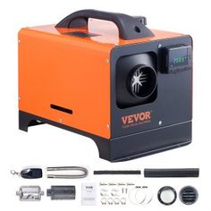 an orange and black portable air compressorer with tools