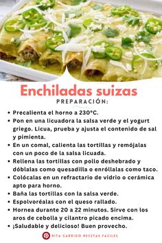 an advertisement for enchiladas suzas with the caption in spanish