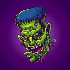 90s Artwork, Dark Art Ideas, Rockabilly Artwork, Skull Drawing Sketches, Frankenstein And His Bride, Arte Zombie, Frankenstein Art, Rockabilly Art, Halloween Character