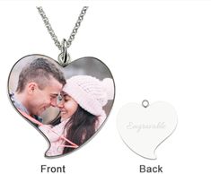 Back Engraving(optional) up to 35 characters. Our Sterling Silver Heart Color Photo Necklace is the perfect way to proudly share your favorite color photo. In addition engrave your color photo on the back with a custom message. It is best memorial gift for families keep the nice moment forever in our heart. Item specifics: Style Mothers Necklaces Pendant Size 2.7*2.7CM(1.08*1.08INCH),Biggest Thickness:2.7MM(0.108INCH) Hook Single Hook Chain type Rolo Chain Material Sterling Silver 925 Font: DELI Double Heart Necklace For Mother's Day Memorial, Memorial Mother's Day Double Heart Necklace, Engraved Heart Necklace For Valentine's Day Memorial, Valentine's Day Engraved Heart Necklace Keepsake, Personalized Double Heart Jewelry For Memorial, Personalized Heart Pendant Necklace For Memorial, Personalized Heart Cut Locket Necklace For Valentine's Day, Personalized Heart Necklace For Memorial, Heart-shaped Laser Engraved Jewelry For Valentine's Day