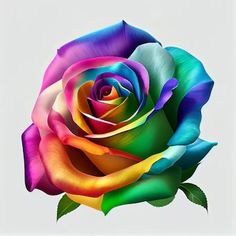 a multicolored rose on a white background