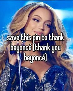 a woman singing into a microphone with the words save this pin to thank everyone i thank you