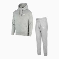 nike-mens-sportswear-club-fleece-tracksuit-bv2645-063-bv2671-063 Nike Sets For Men, Nike Sweatsuit Outfits, Nike Men Outfit, Nike Tech Sweatsuit, Grey Sweatpants Men, Sweat Fits, Kit Nike, Nike Outfits Men, Nike Hoodie Outfit