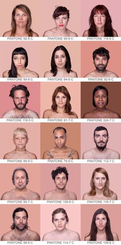 an image of people with different facial expressions on their face and chests, all in different colors