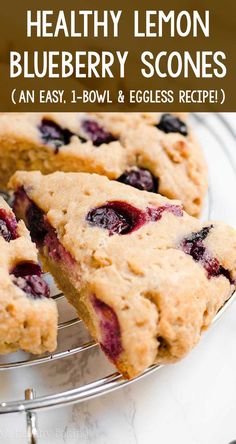 healthy lemon blueberry scones are an easy, 1 - bowl and eggless recipe