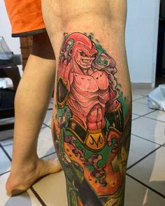 a man with a tattoo on his leg