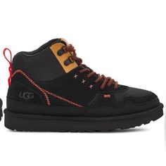 New Without The Box A Neion Lining Adds A Pop Of Color To The Classic Silhouette Of A High-Top Hiking Boot Complete With Reflective Laces And A Lightweight Yet Sturdy Sole. Lace-Up Style Reflective Laces Foam-Cushioned Footbed Treadlite By Ugg Lightweight Outsole Leather And Textile Upper/Textile Lining/Synthetic Sole Black Color Hiking Boots With Contrast Sole And Round Toe, Black Rugged Hiking Boots With Cushioned Footbed, Rugged Black Hiking Boots With Cushioned Footbed, Outdoor Hiking Boots With Contrast Sole And Round Toe, Lace-up Hiking Boots With Contrast Sole, Outdoor High-top Hiking Boots With Contrast Sole, Black Outdoor Boots With Contrast Sole, Black Ankle Boot High-top Sneakers For Outdoor, Black Hiking Boots With Lug Sole