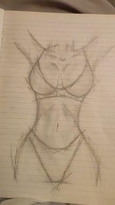 a drawing of a woman's torso in pencil